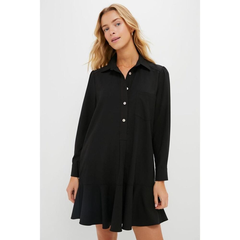 New Tuckernuck Black Crepe Callahan Shirt Mini Dress Size XS